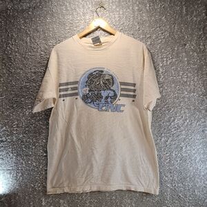 UNC Tar Heels Vintage Print T-shirt Medium Ivory Cotton USA Made READ